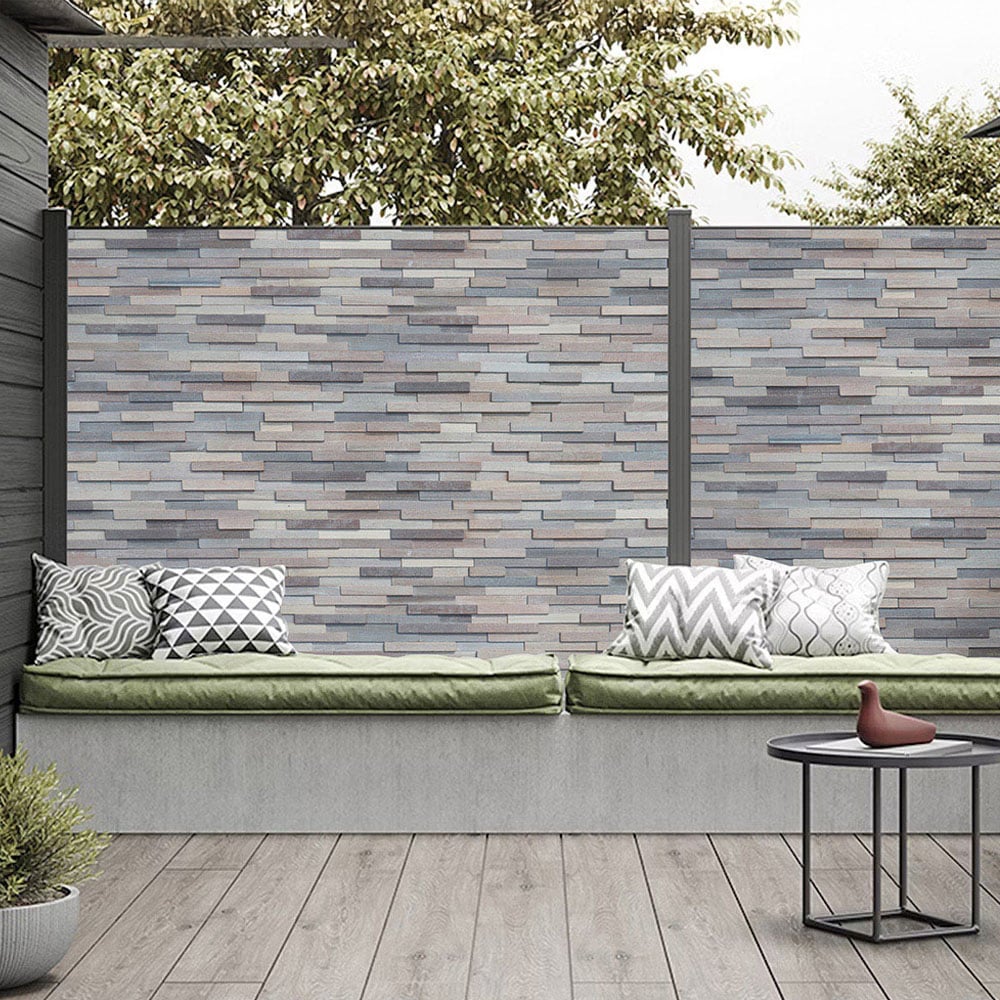Tuscan Smooth Mosaic Silver Grey 3D Split Face Hardwood Wall Tile Image 1