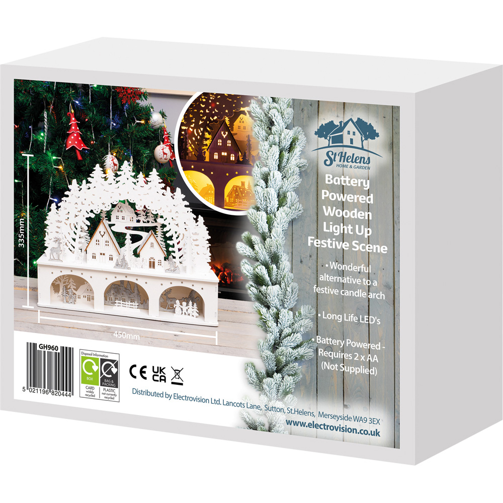 St Helens LED Light White Wooden Christmas Scenery Image 4