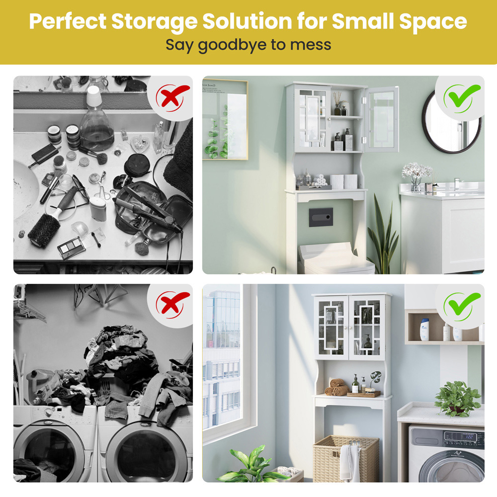 Costway 2 Door 1 Shelf White Storage Cabinet Image 7