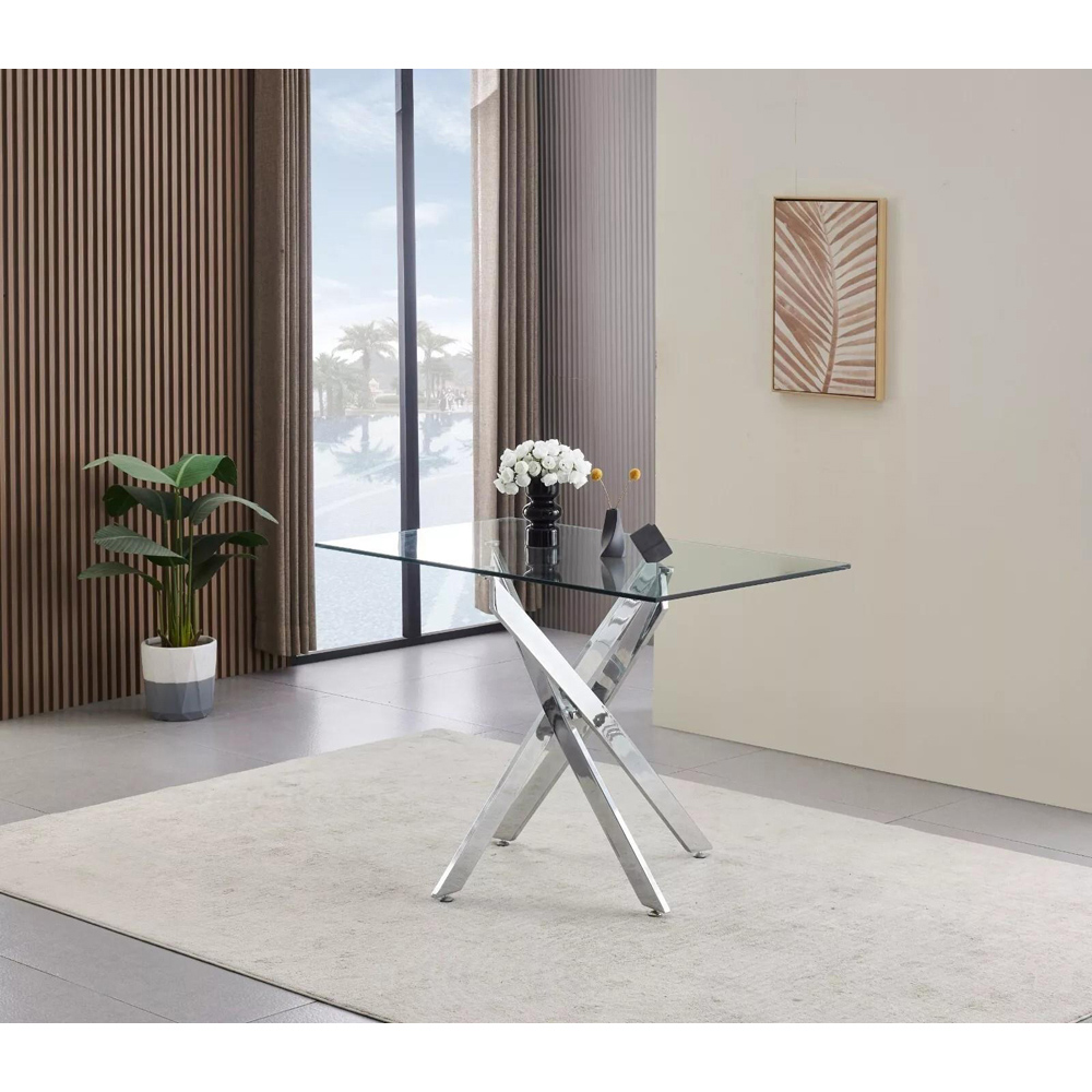 Kosy Koala Glass Rectangle Dining Table with Chrome Legs Image 5