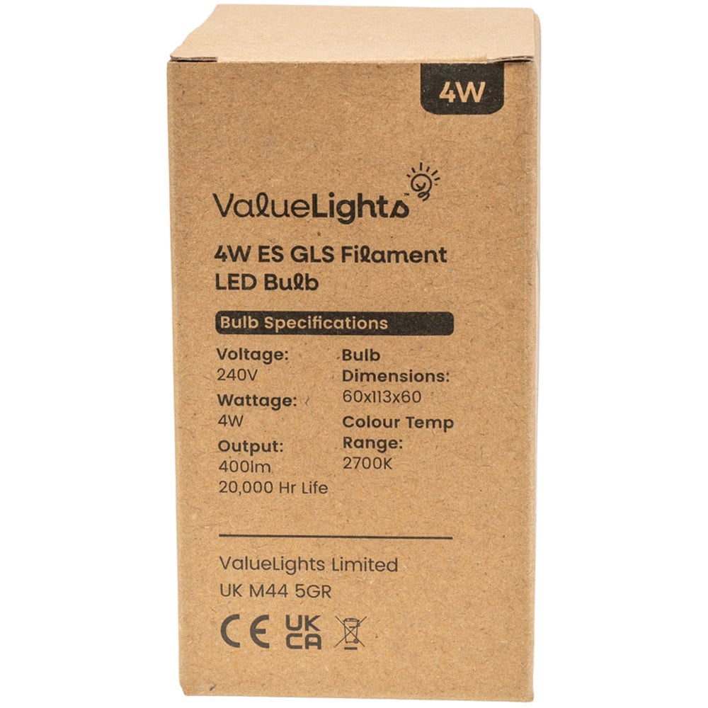 ValueLights 3 Pack E27 LED 4W Warm White 2700K Vintage Filament Amber Glass Light Bulbs Image 4