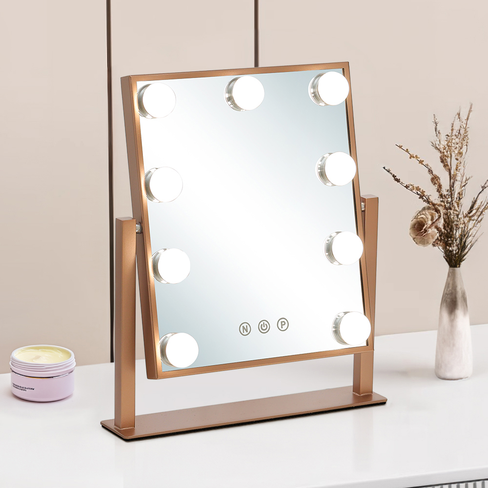 Living and Home Rose Gold Hollywood Adjustable LED Makeup Mirror Image 2