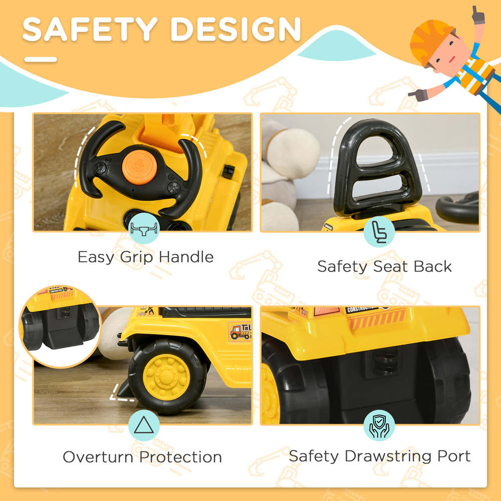 Tommy Toys Yellow 2 in 1 Kids Ride On Tractor with Buckle Image 6
