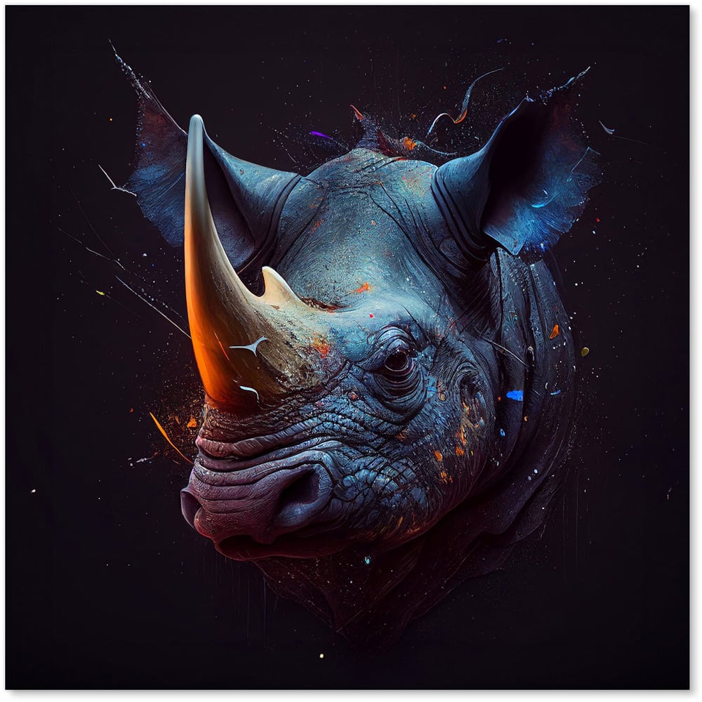 Warren Reed Designer Splashart Rhino Face Glass Kitchen Splashback 60 x 60cm Image 2