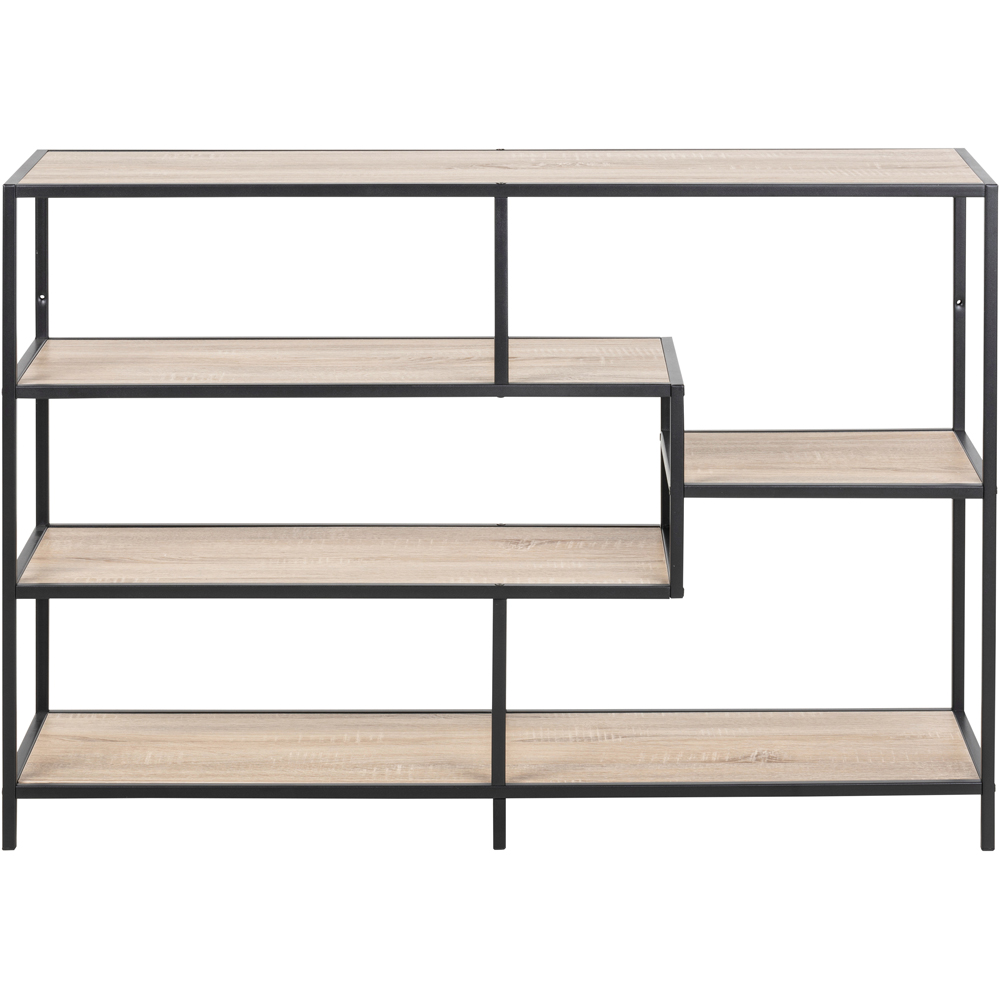 Florence Seaford 4 Shelf Sonoma Oak and Black Metal Bookcase Image 3