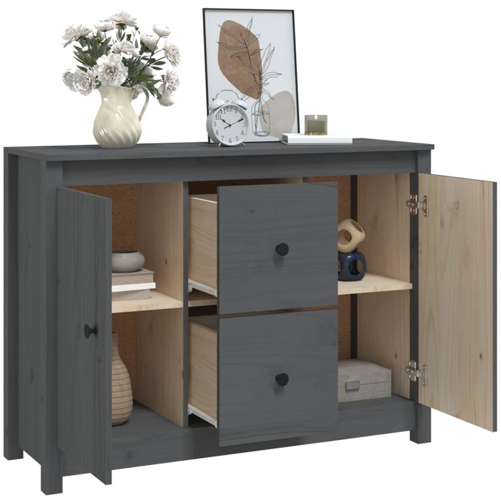 vidaXL 2 Door 2 Drawer Grey Wooden Sideboard Image 6