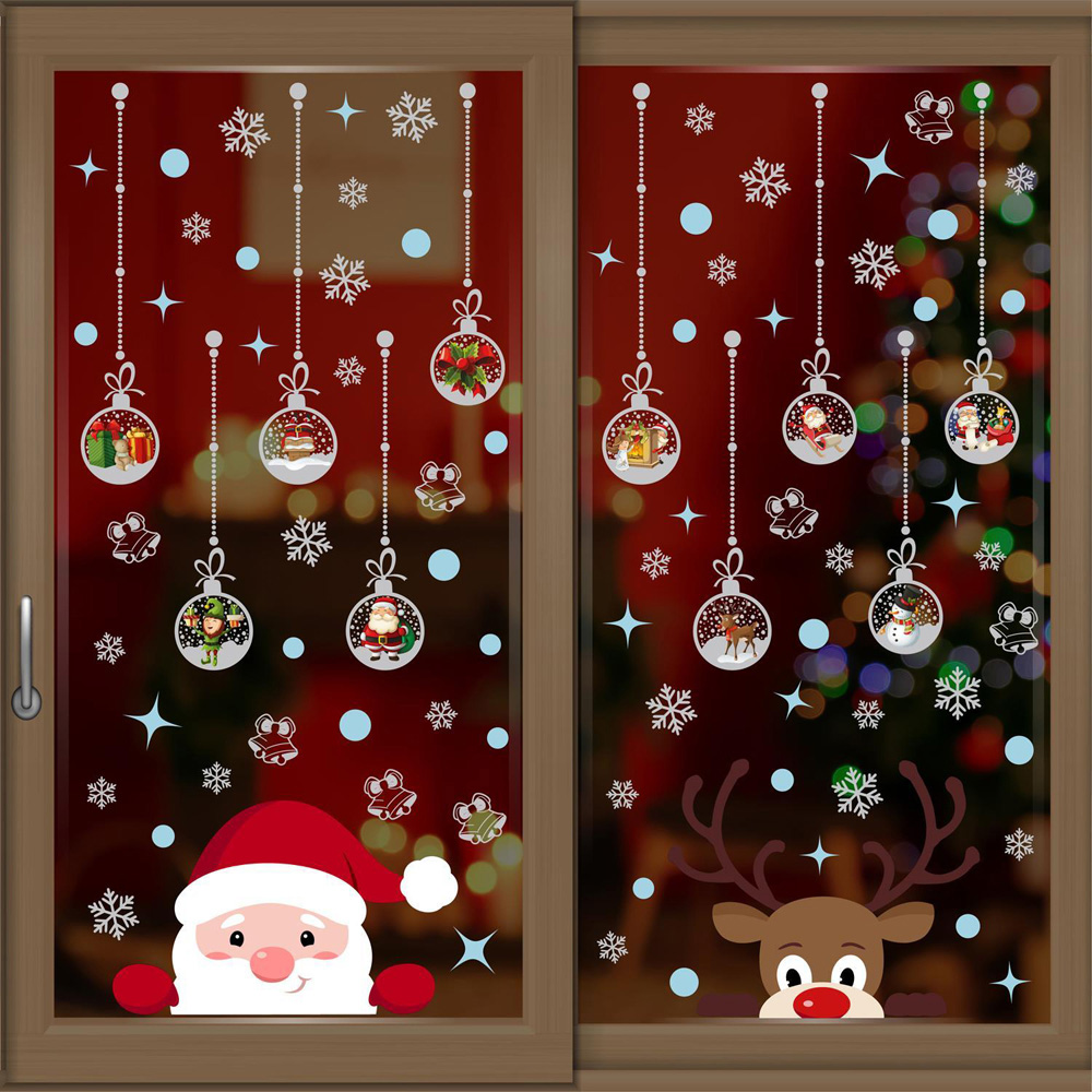 Walplus Santa and Rudolph with Baubles Double-Sided Christmas Window Stickers 83 Piece Image 1