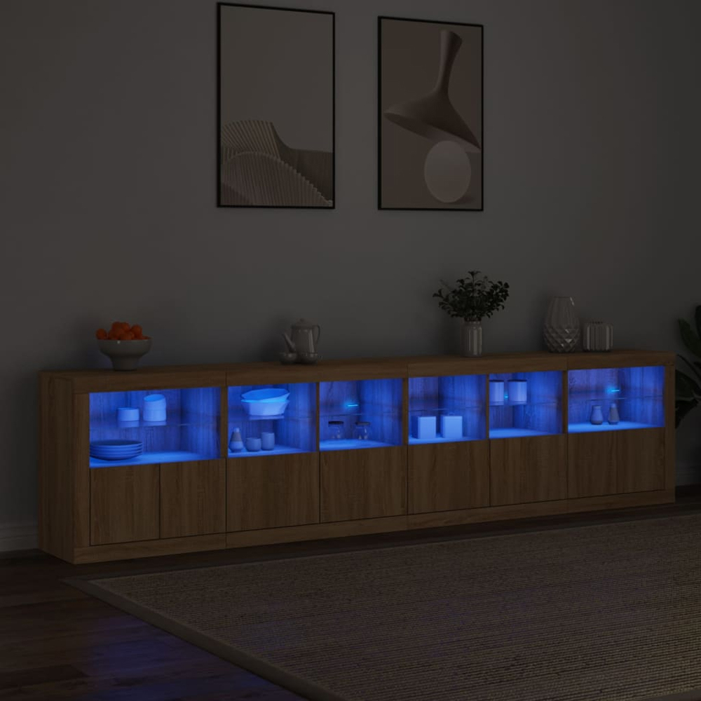 vidaXL 8 Door 12 Shelf Sonoma Oak LED Sideboard 4 Piece Image 9