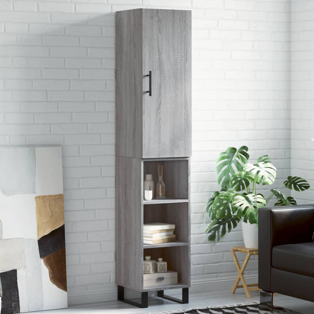 vidaXL Single Door 3 Shelf Grey Sonoma Highboard Image 1