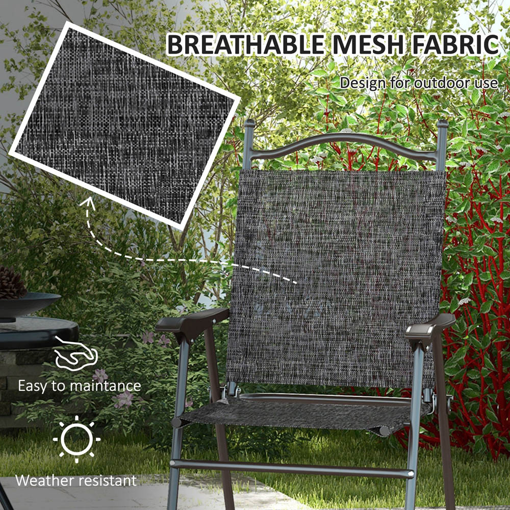 Outsunny Grey Mesh Fabric Folding Camping Chair Set of 2 Image 5