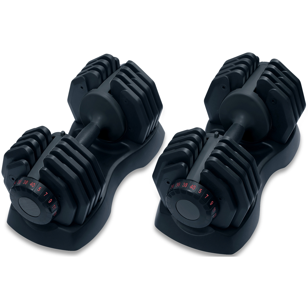 Strongology Home Fitness Black Adjustable Dumbbell 5kg to 40kg 2 Pack Image 7