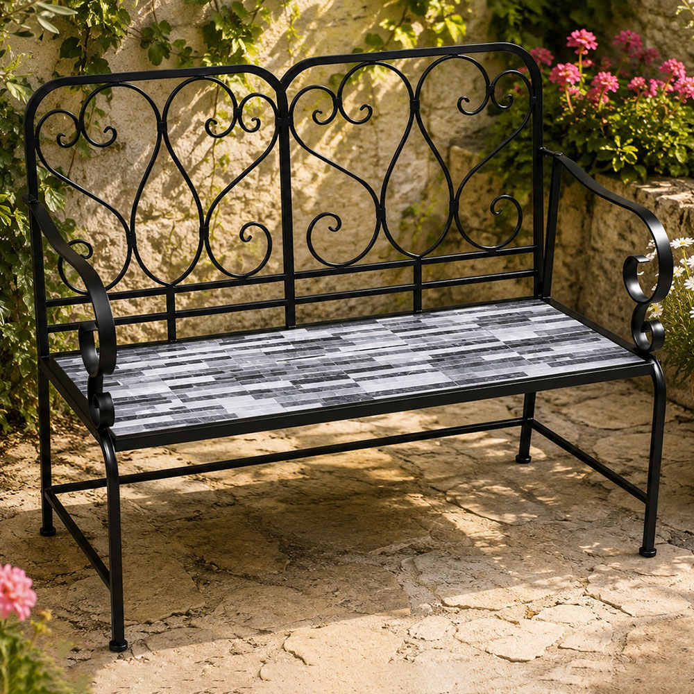 Shatchi Cascade Mosaic 2 Seater Garden Bench Image 1