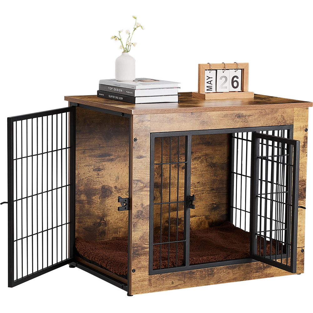 H&O Direct Farmhouse Style Dog Crate with Cushion Image 3