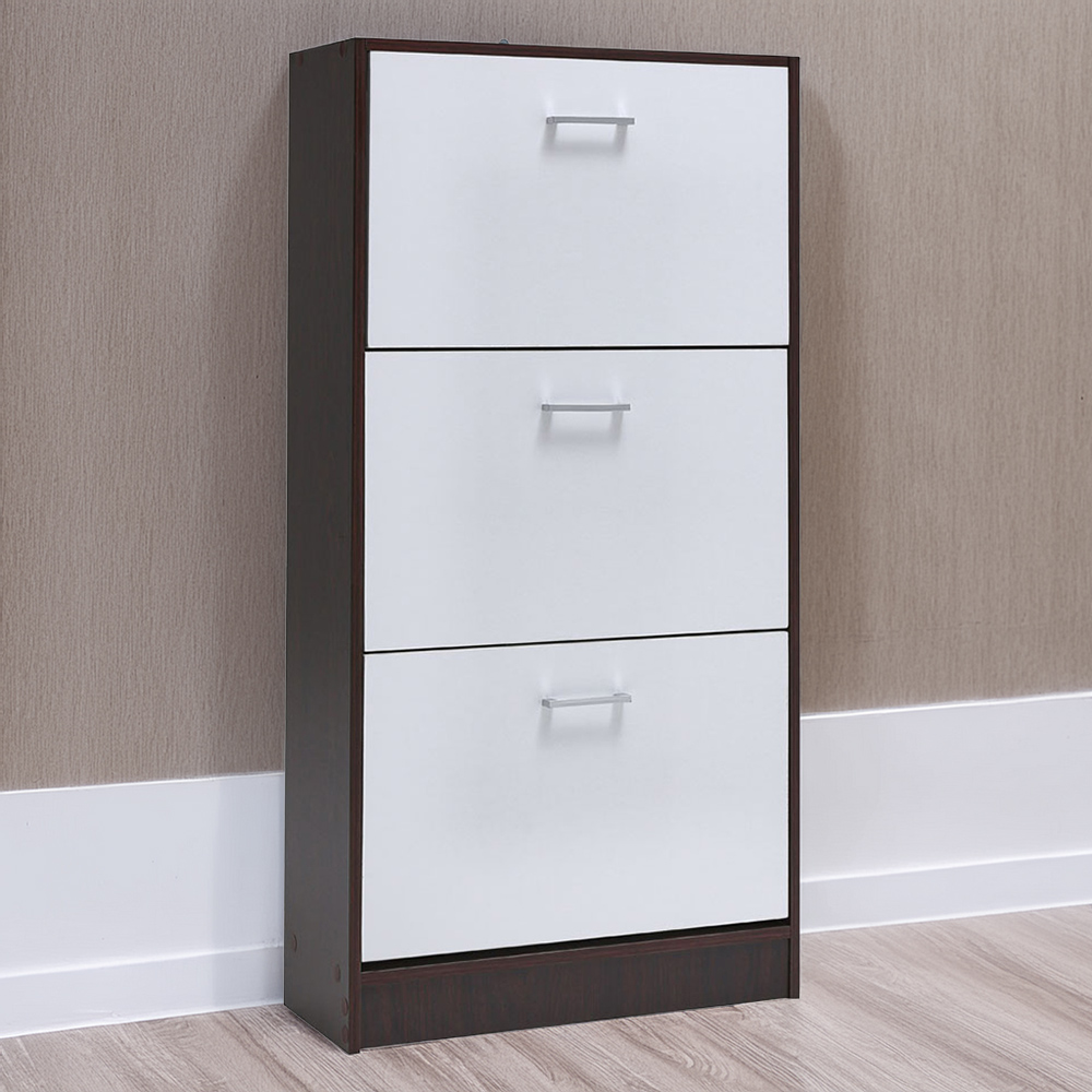H&O Direct 3 Shelf Wooden Flip-Down Shoe Rack Image 1