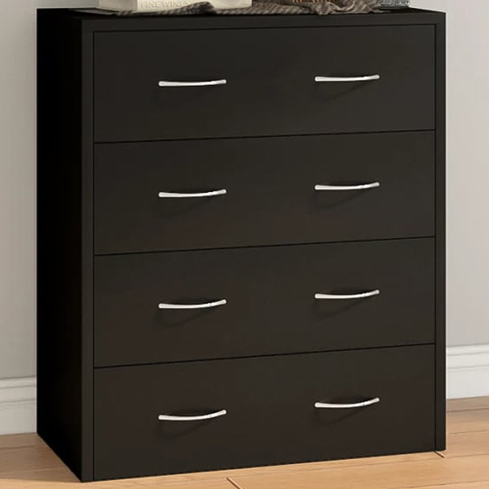 vidaXL 4 Drawer Black Wooden Sideboard Image 1