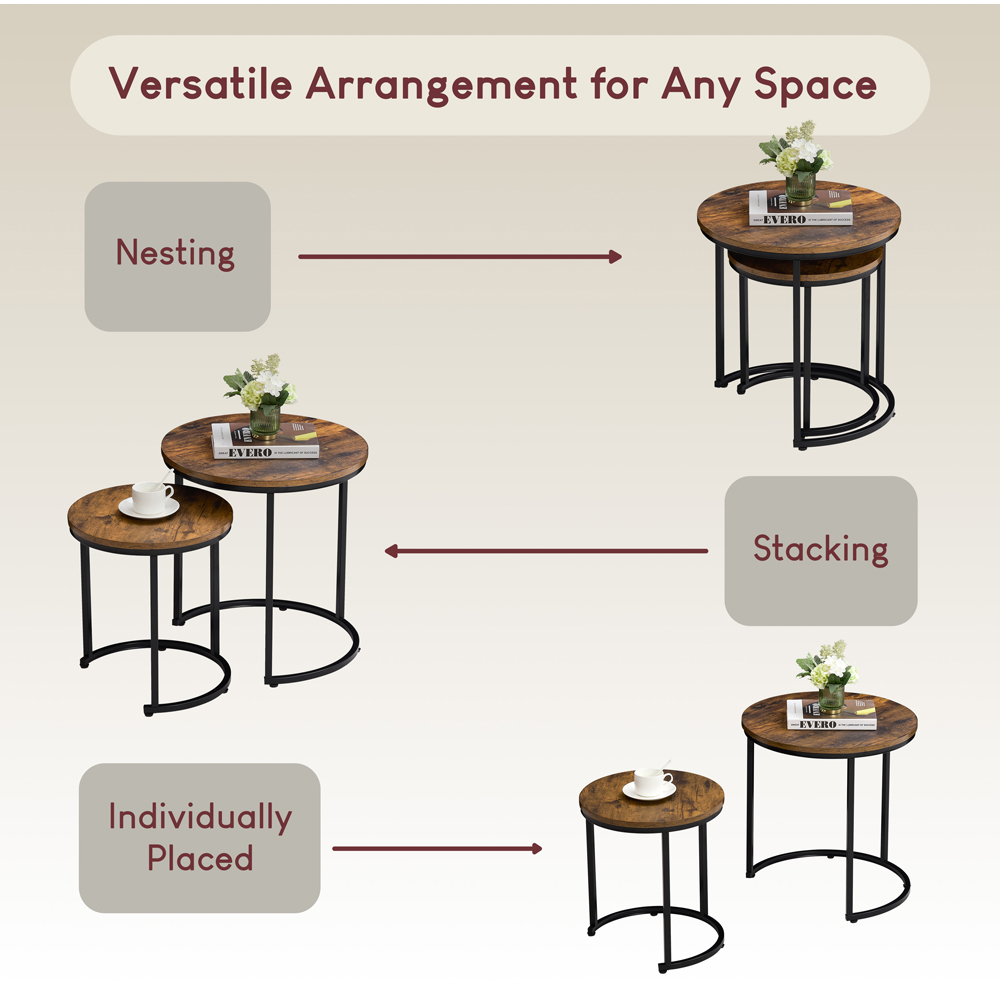 VIDA DESIGNS Brooklyn Dark Wood Nest of Tables Set of 2 Image 6