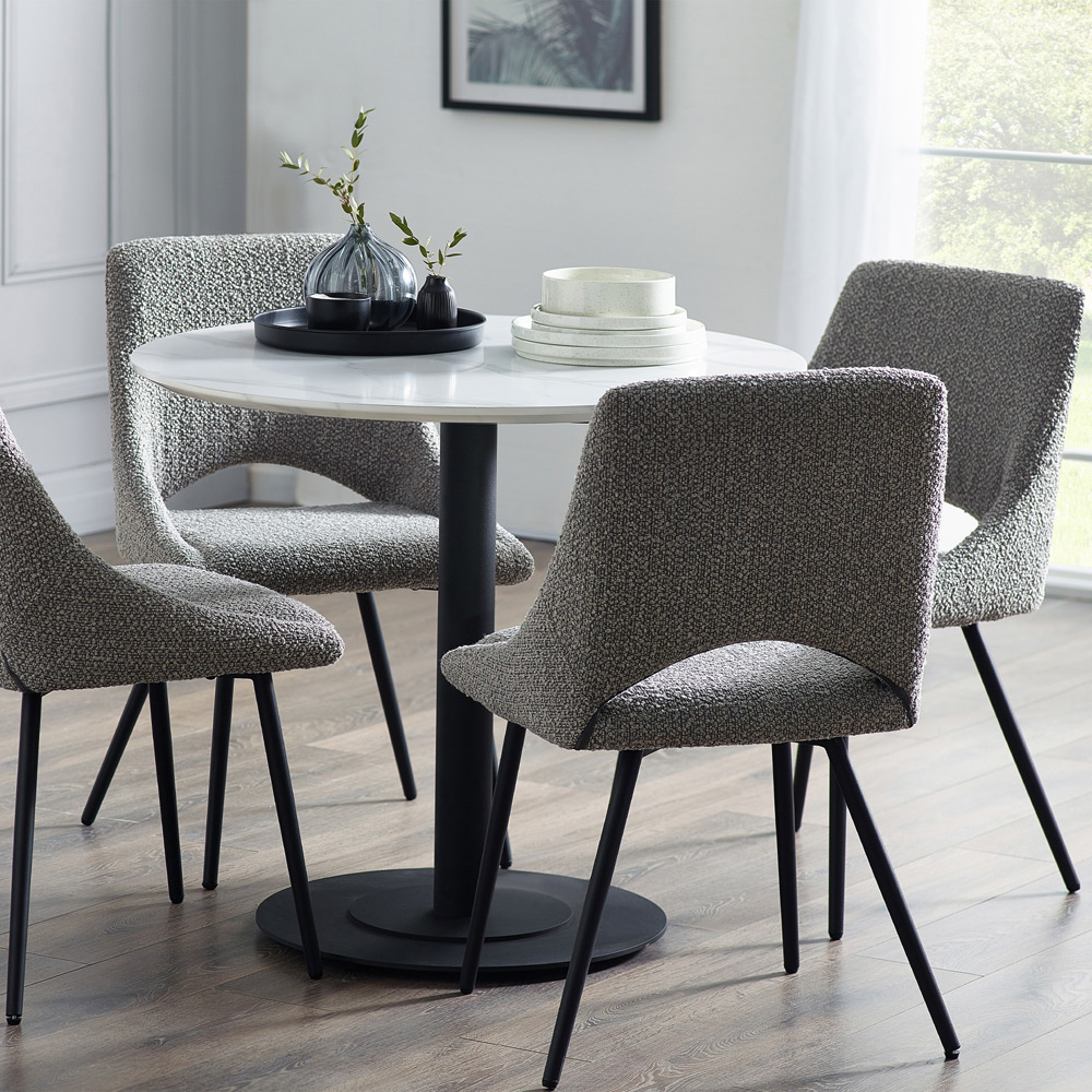 Julian Bowen Grey Iris Boucle Dining Chairs Set of 2 Image 8