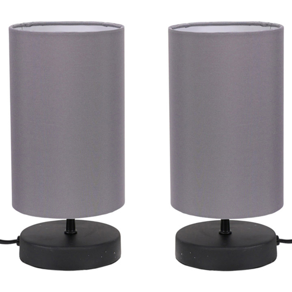 ValueLights Francis 2 Pack Matt Black and Grey Shade Dimmable Touch LED Table Lamp Image 1
