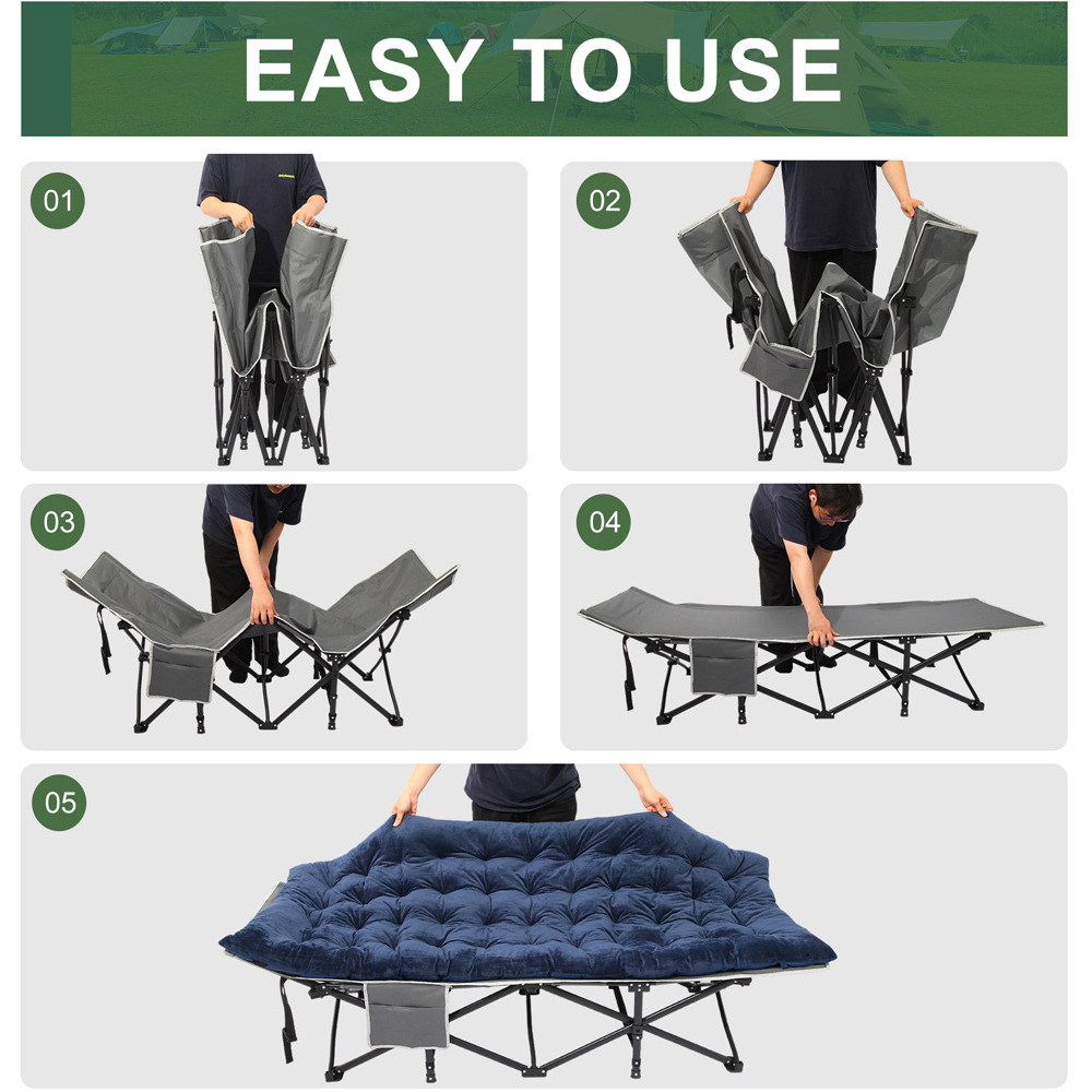 Willowmare Single Blue Portable Folding Camping Bed with Mattress Image 4