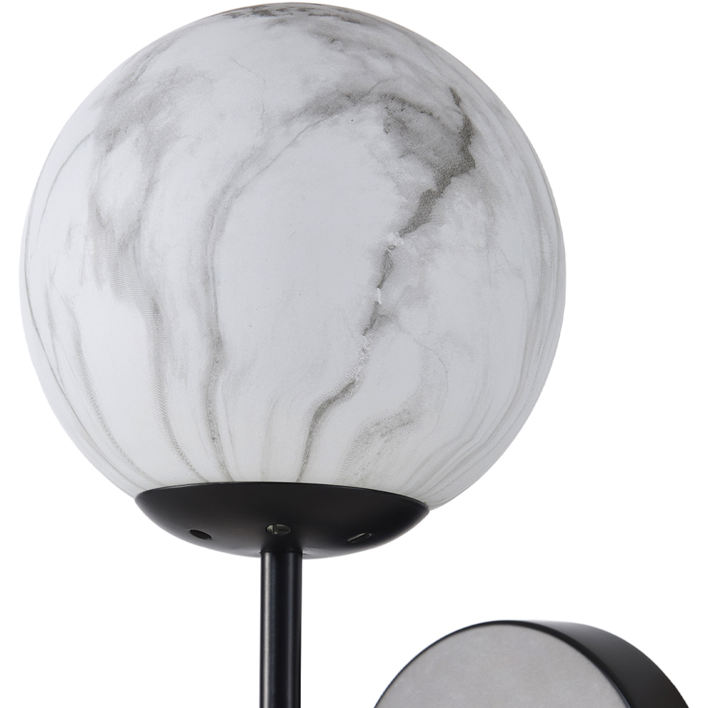 Living and Home E27 Screw Black Iron Marble Textured Glass Shade Wall Light 28cm Image 5