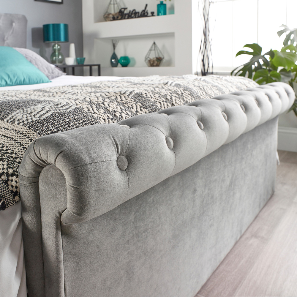 Aspire Chesterfield Single Grey Ottoman Bed Image 4