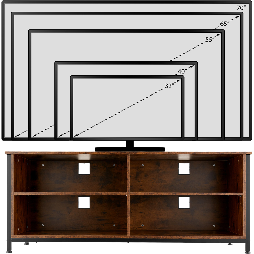 tectake Navan 4 Shelf Dark Rustic Wooden TV Unit with 4 Cable Cutouts Image 8