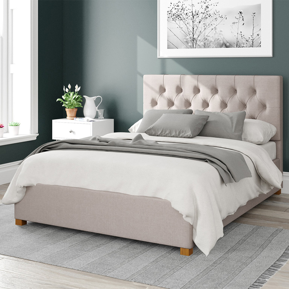 Aspire Olivier Small Double Off White Eire Linen Ottoman Bed Image 1
