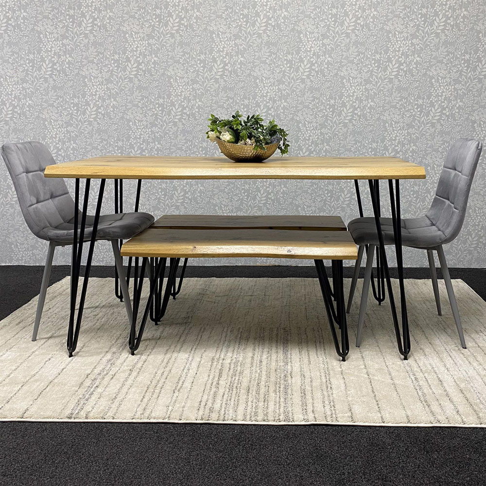 Kosy Koala 6 Seater Velvet Wooden Dining Set with Bench Grey Image 5