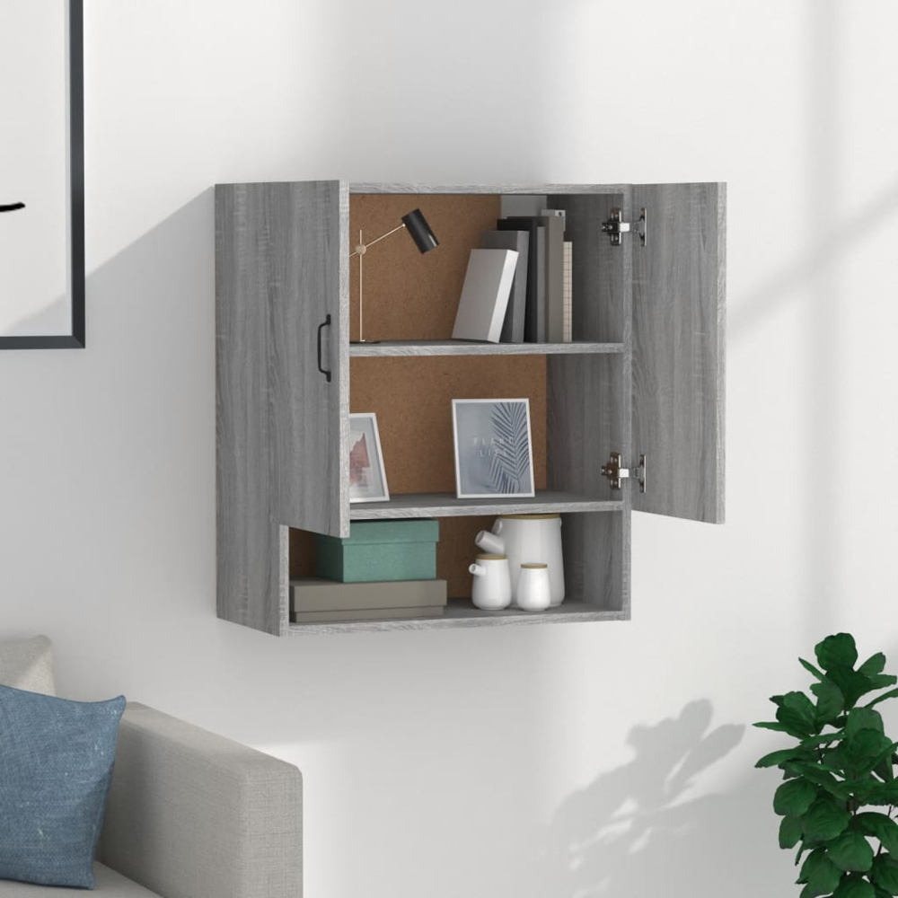 vidaXL 2 Door Single Shelf Grey Sonoma Wall Cabinet Image 7