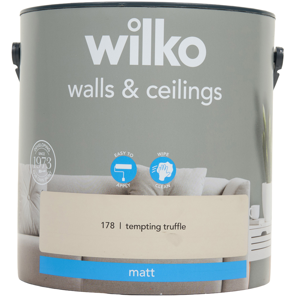 wilko Walls and Ceilings Matt Emulsion Paint Tempting Truffle Image 2