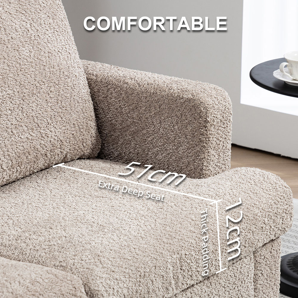HOMCOM 2 Seater Light Brown Chenille Fabric Loveseat Sofa Image 7