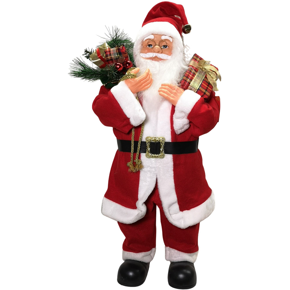 Samuel Alexander Red Standing Santa Claus Christmas Decoration with Present and Green Sack 80cm Image 1