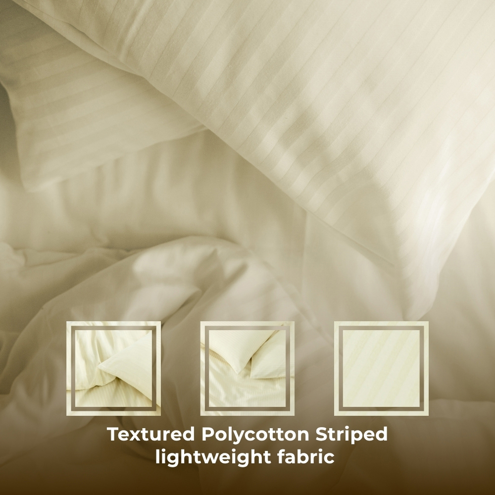 MHG Living Super King Size Cream Striped Duvet Set Image 3