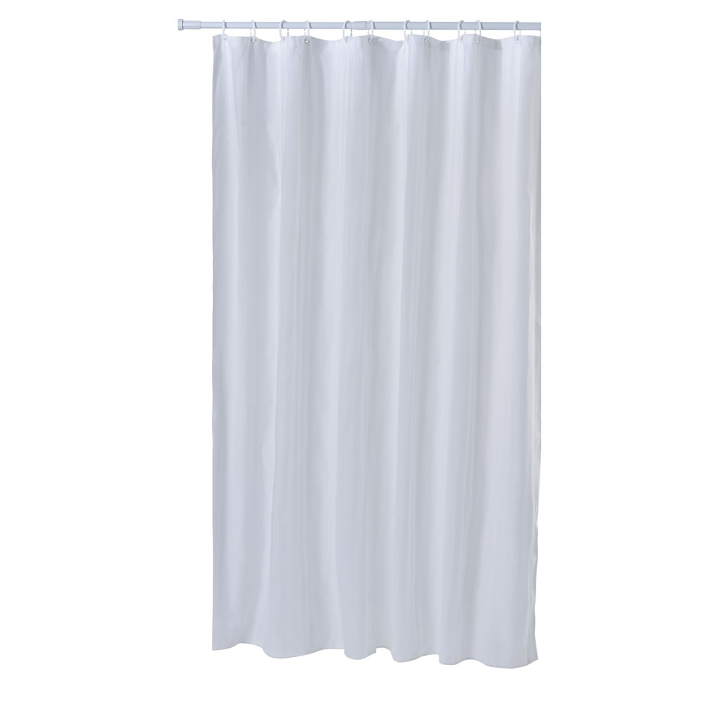 Wilko Satin Stripe White Shower Curtain Wilko
