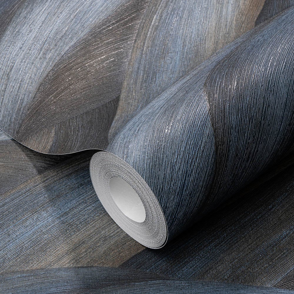 Erismann Leaf Waves Luxury Blue and Brown Wallpaper Image 2