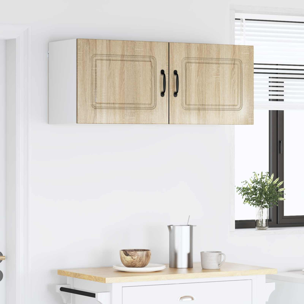 vidaXL Kalmar Single Door Sonoma Oak Wall Mounted Wide Kitchen Cabinet Set of 2 Image 9