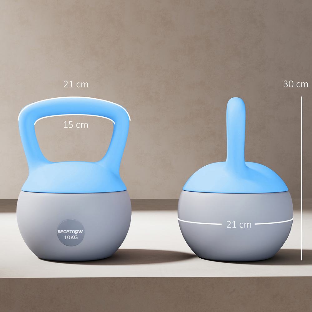 SPORTNOW Light Blue and Grey Kettlebell with Soft Body and Non-Slip Handle 10kg Image 9