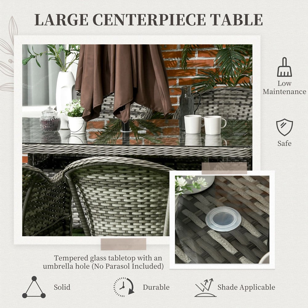 Outsunny 6 Seater Grey PE Rattan Garden Dining Set Image 5