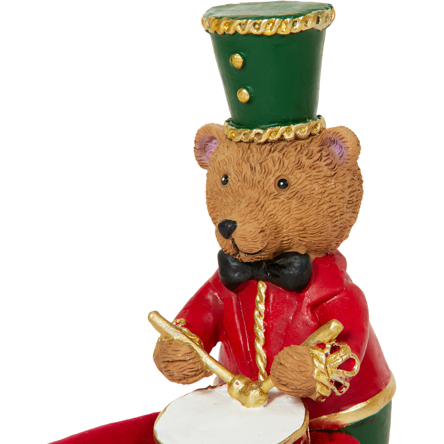 Traditional Sitting Trumpet or Drum Bear Decoration - Brown Image 3