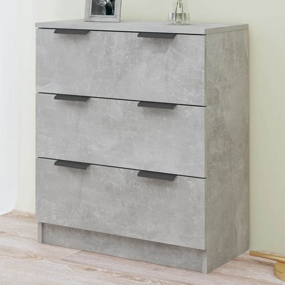 vidaXL 3 Drawer Concrete Grey Sideboard Image 1