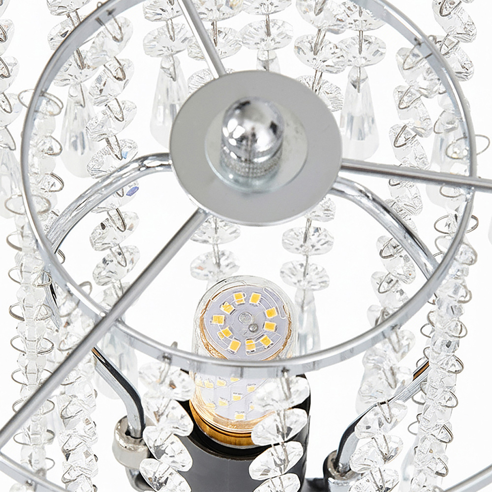 Living and Home E27 Screw Silver Crystal Beaded Shade Table Lamp 45cm Image 7