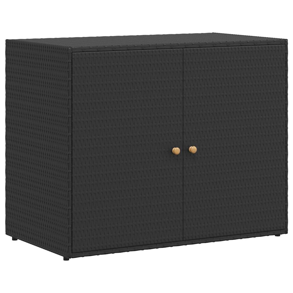 vidaXL 2 Door Black PE Rattan Garden Storage Cabinet Image 2