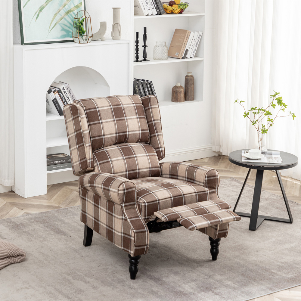 Furniture One Brown Wingback Pushback Recliner Armchair Image 8