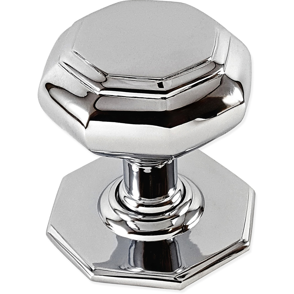 Spira Brass Polished Chrome Octagonal Centre Door Knob Image 3