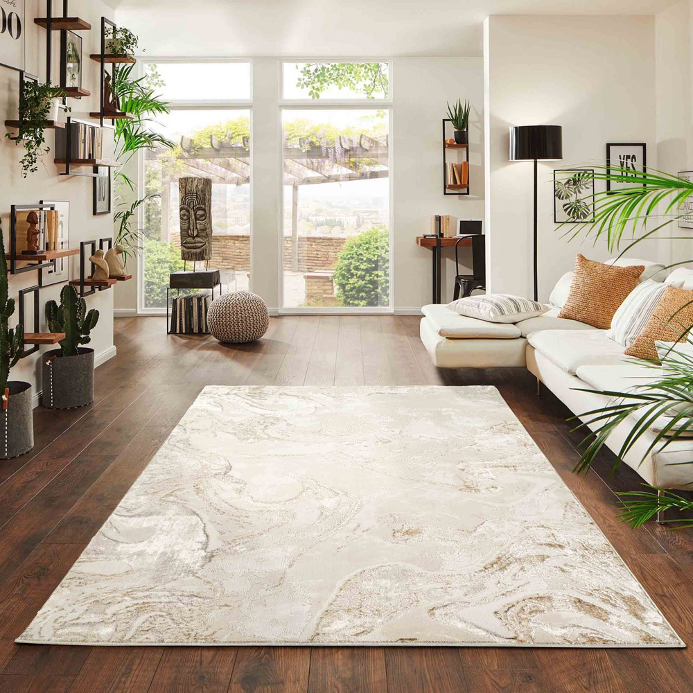 Desire Rugs Solarius Beige Living Room Abstract Area Rug 60 x 220m Image 4