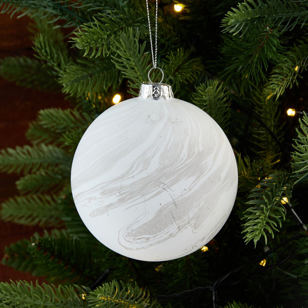 Matte Marbled Bauble White Image 3