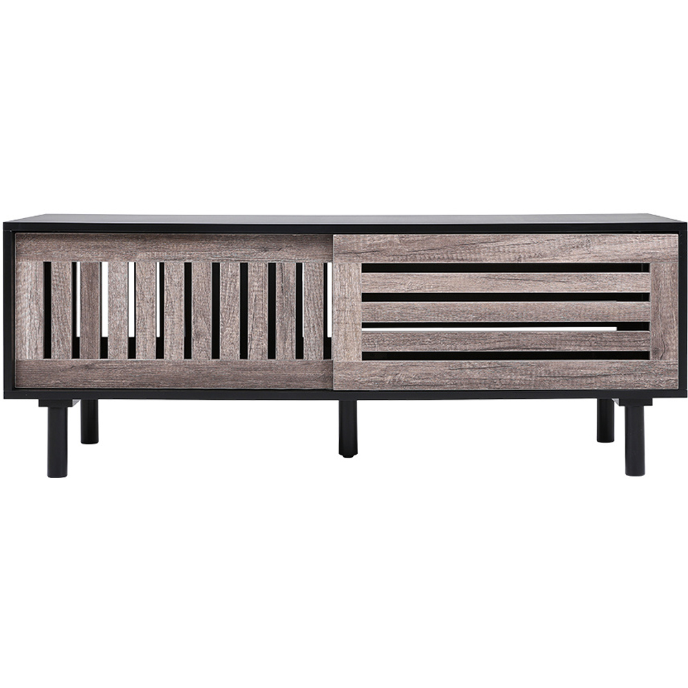 H&O Direct Slatted Sliding Door TV Stand Image 2