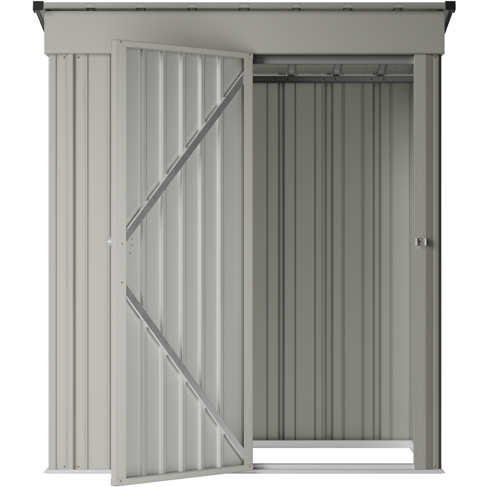 Living and Home 3 x 5ft Grey Metal Pent Compact Garden Storage Shed Image 5