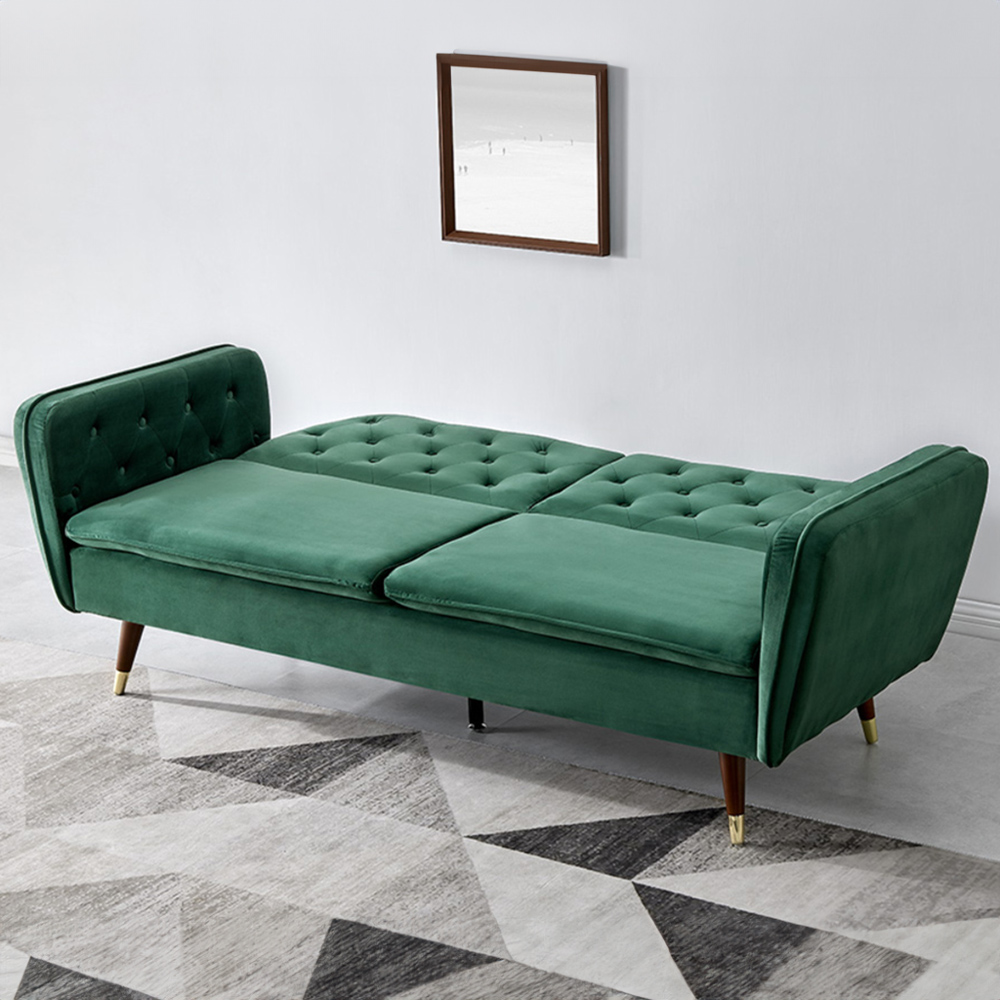 Home Detail Whitby Double Sleeper Dark Green Velvet Sofa Bed Image 9