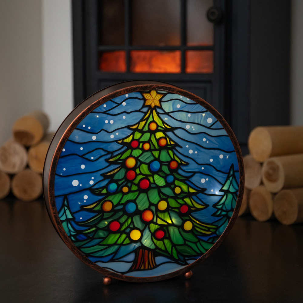 Samuel Alexander Light Up Stained Glass Christmas Tree Decoration 25cm Image 5